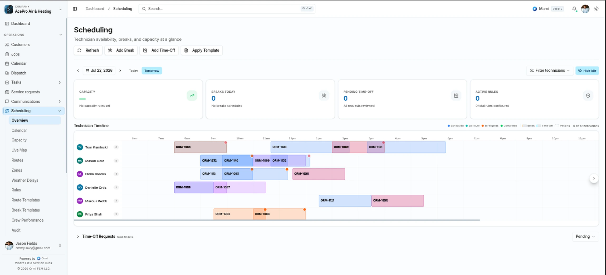 Ormi scheduling calendar